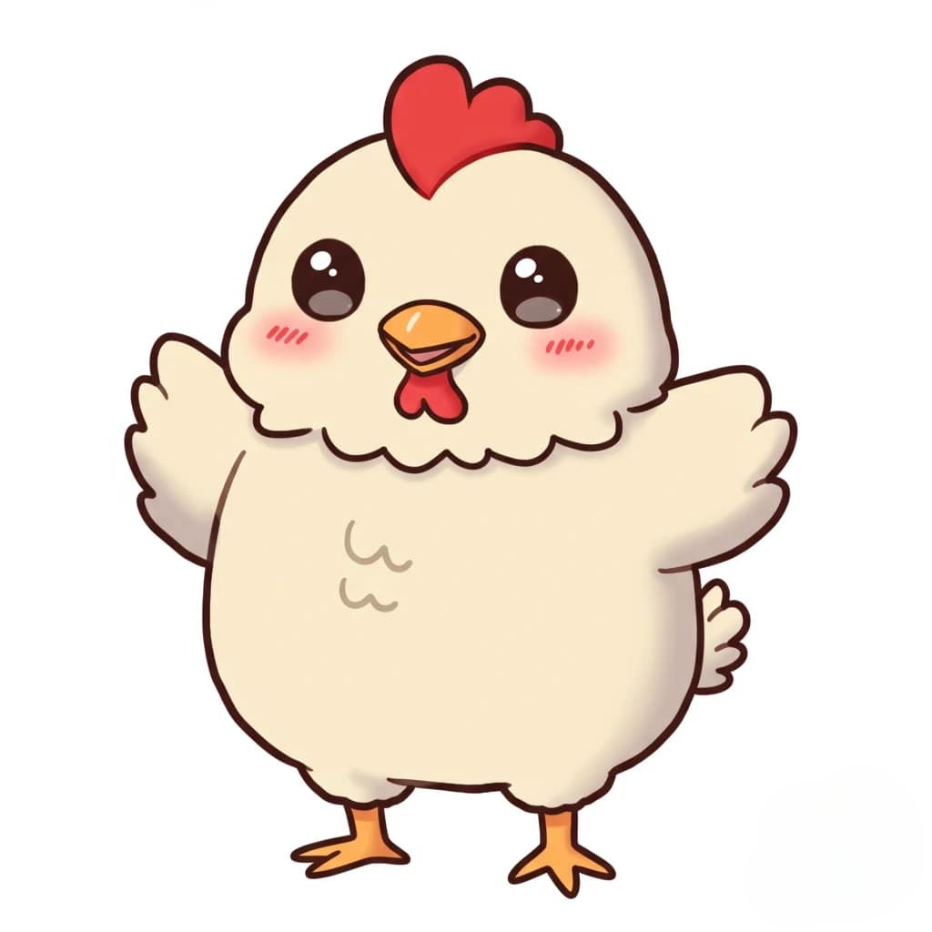 A cute, stylized chibi chicken 3d animation app branding card design font graphic design icon idea illustration logo motion graphics pattern plant sign typography ui ux vector