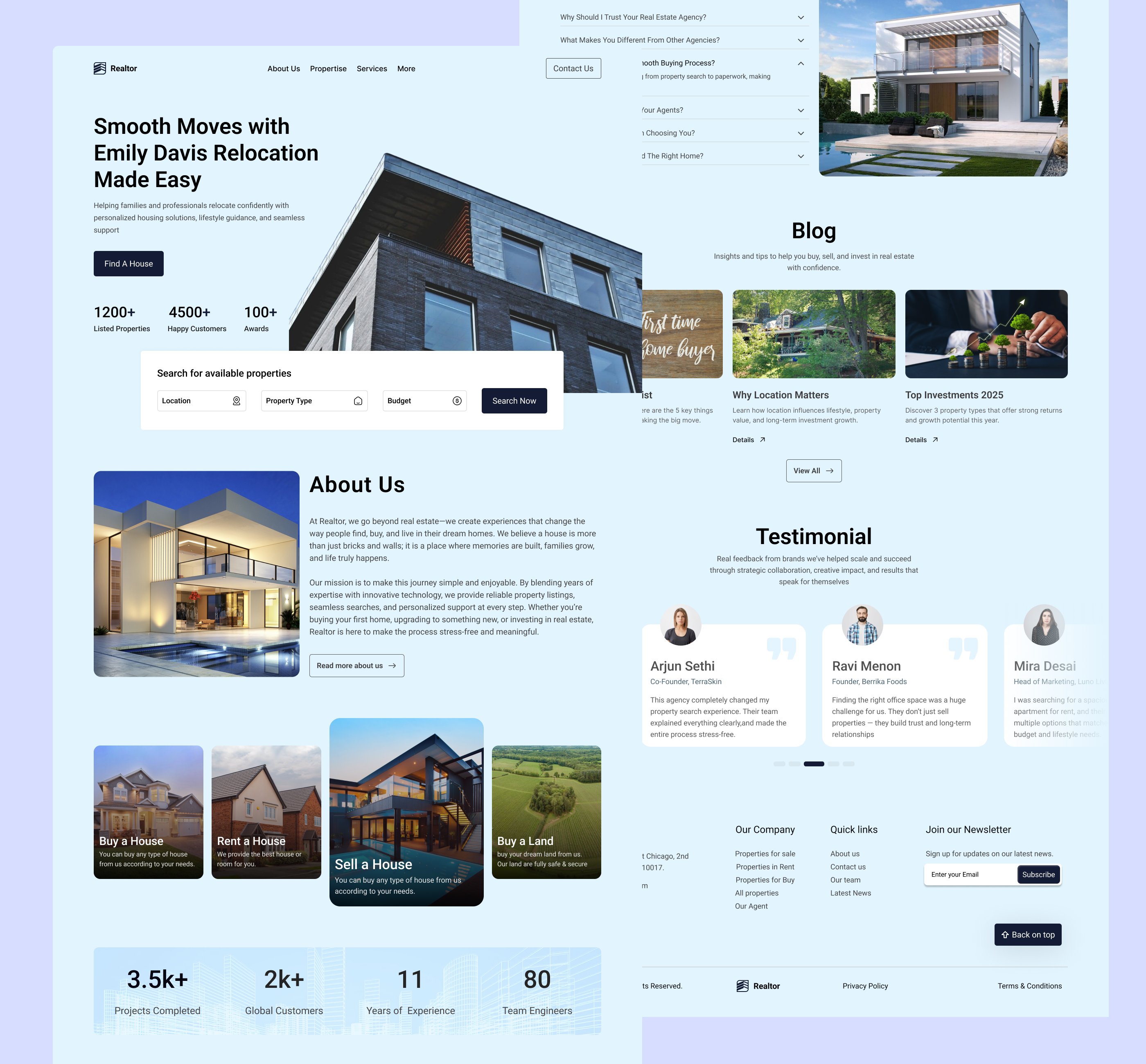 Realtor Website UI/UX | Smooth Relocation Experience design real estate ui uiux design web design website design
