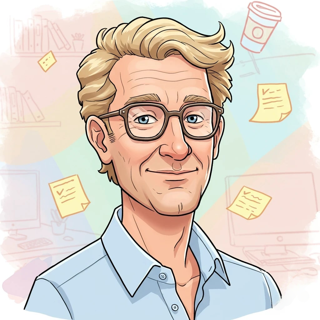 A cartoon portrait of a middle-aged man 3d animation app branding card design font graphic design icon idea illustration logo motion graphics pattern plant sign typography ui ux vector