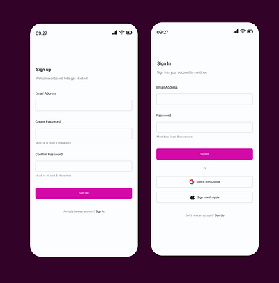 Sign in and Sign out Page ui