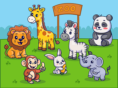 Animal Zoo🦒🦁🦓 card design font icon idea illustration pattern plant sign ui