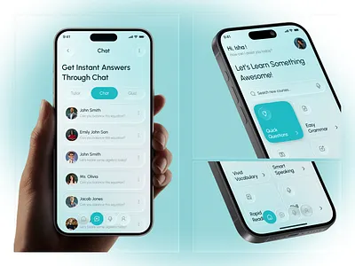 Tutorly – AI Powered Learning Experience Mobile App UI/UX ai app ai assistant ai chatbot ai powered ai voice app application artificial intelligence chat page chatbot chatgpt explore screen home screen language learning app mobileapp onboarding tutor tutor ai ui