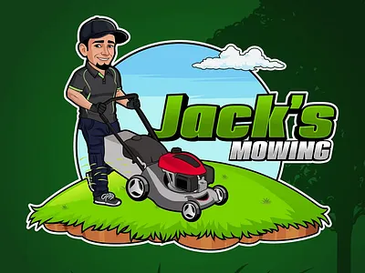 Portrait Logo Design — Jack’s Mowing Lawn Care Branding brandidentity branding brandingdesign cartoonlogo characterlogo cleanlogodesign creativelogodesign creativestudio customportraitlogo designprocess graphic design landscapinglogo localbranding logo logodesigner logodesignersclub modernlogodesign portraitlogo servicelogo