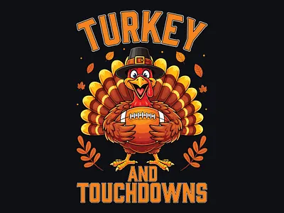 Turkey and Touchdowns | Funny Thanksgiving Football Illustration