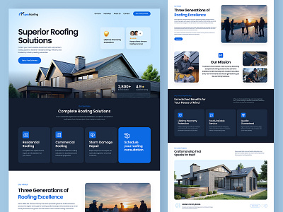 Roofing Construction Website Design construction creative custom homes design home builders home page inovative inspiration landing page luxury modern real estate roofing user interface ux ui website