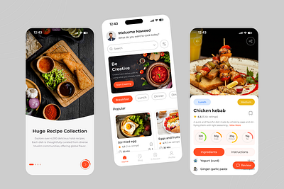 AI Food Recipe Mobile App aiapp aiux appdesign appui cookingapp foodtech kitchenapp mobileappdesign mobileui recipeapp smartcooking uxdesign