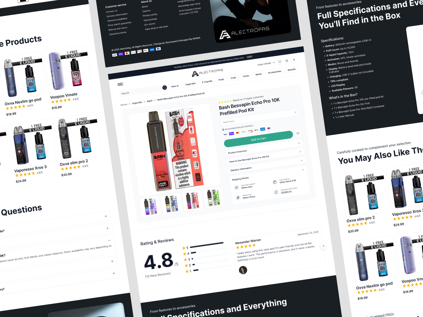 Vapes - Ecommerce Product Page clean ui ecom website ecommerce ecommerce store minimal ui modern ecommerce website modern ui product page product page ui product website smoking smoking ecommerce smoking website ui ux design vape ecommerce vapes vapes website vaping