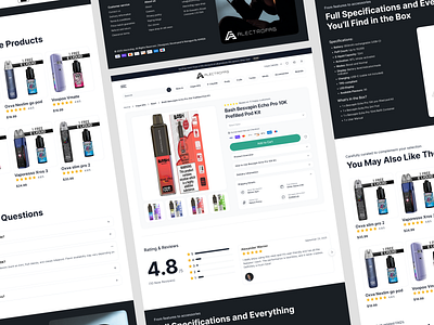 Vapes - Ecommerce Product Page clean ui ecom website ecommerce ecommerce store minimal ui modern ecommerce website modern ui product page product page ui product website smoking smoking ecommerce smoking website ui ux design vape ecommerce vapes vapes website vaping