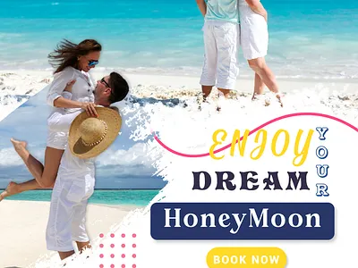 Tropical Honeymoon Getaway – Couple Travel Ad Design branding graphicdesign honeymoon design love poster photoshop posterdesign social media post tourism travel agency travel poster tropical poster visual design