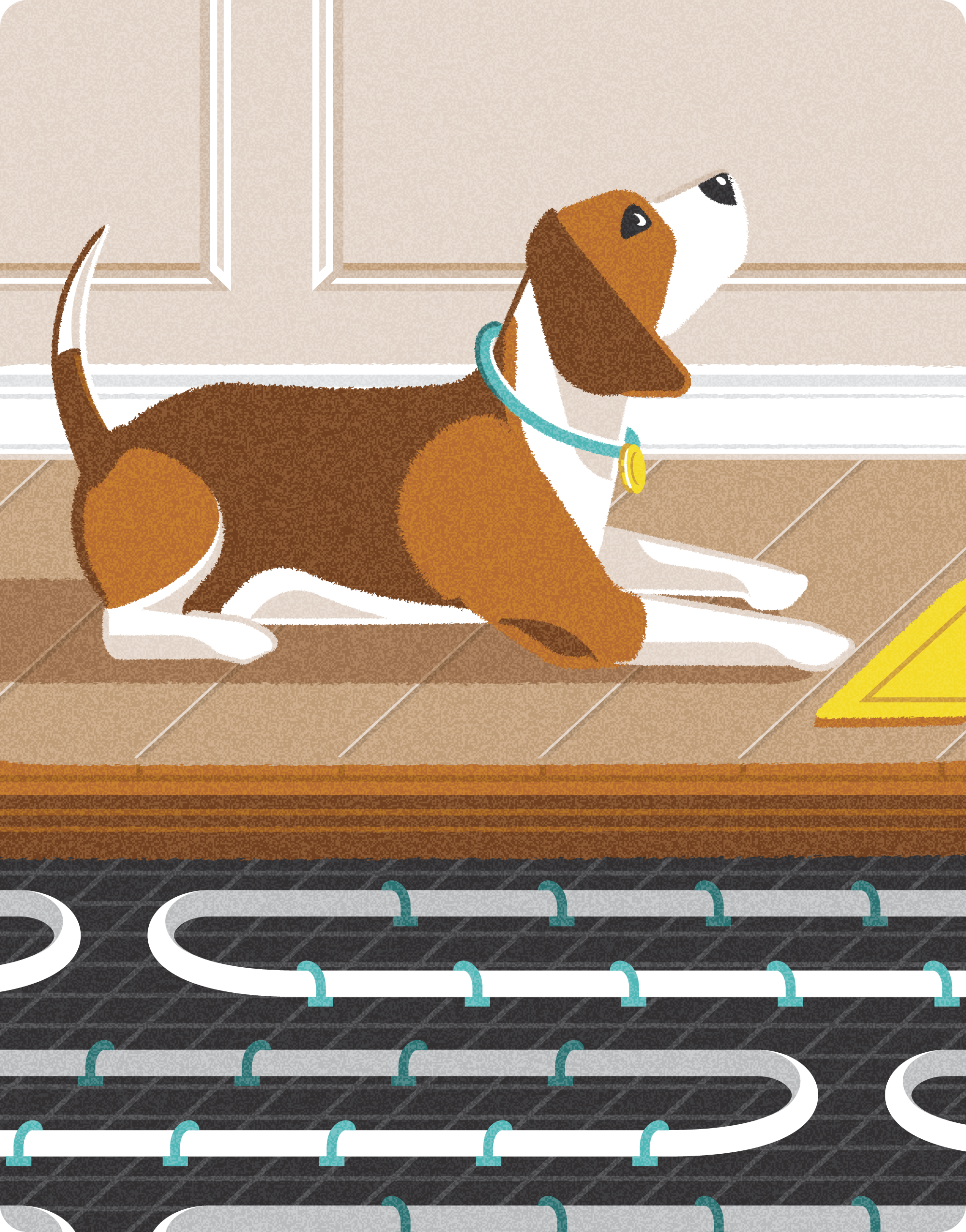 Making your home energy efficient (Which?) beagle dog floor heating illustration