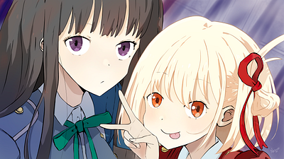 Chisato and Takina (Lycoris Recoil) clip studio paint illustration