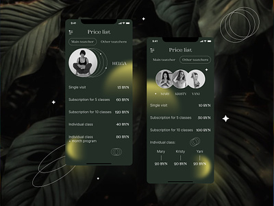 Price List app design concept design design inspiration ui ui design yoga yoga app