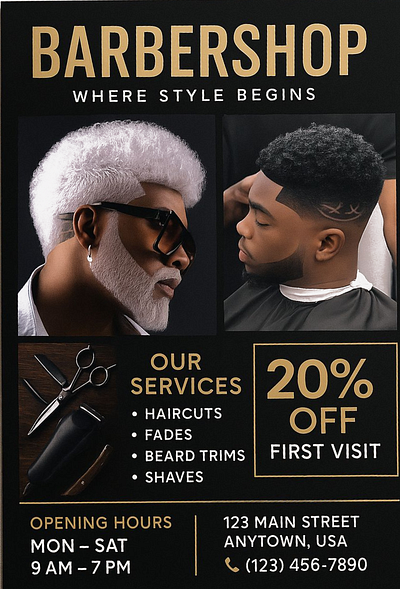 "Barbershop" flyer 3d branding design flyer design graphic design logo