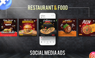 Restaurant & Food social media ads banner advertise animation banner design branding burger food graphic design hunger logo menu pizza promotional restaurant social media ads