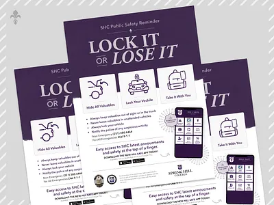 Lock It or Lose It: Flyer Design app campus flyer campus police collateral college content flyer graphic design higher ed higher education illustration print publication safety safety app university vector visual design