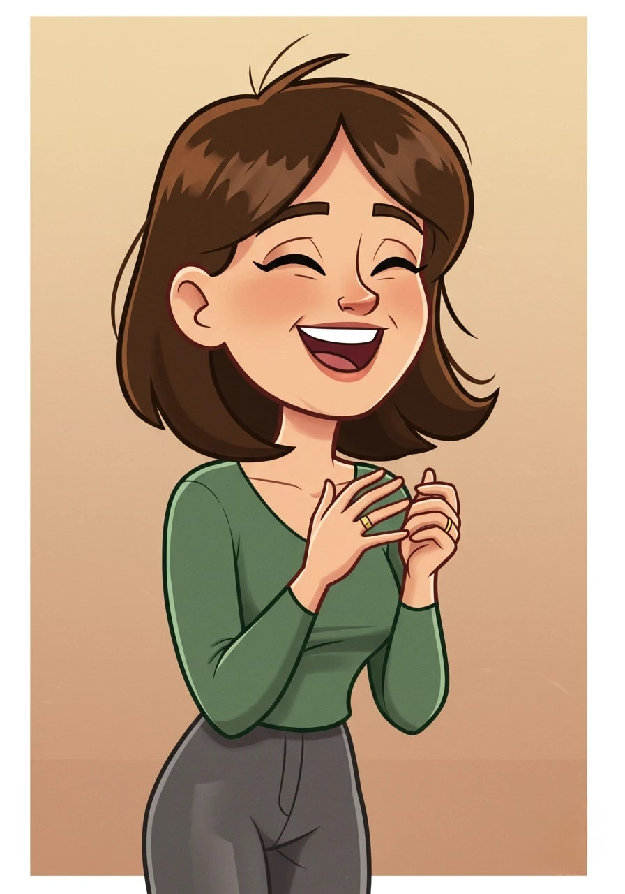 Cartoon illustration of a woman with short brown hair 3d animation app branding card design font graphic design icon idea illustration logo motion graphics pattern plant sign typography ui ux vector