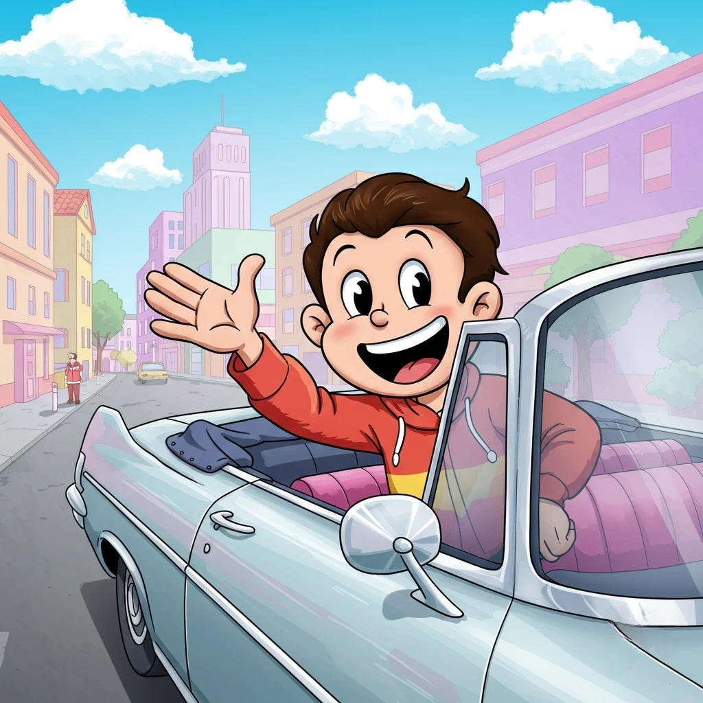 A cheerful cartoon boy in a red hoodie 3d animation app branding card design font graphic design icon idea illustration logo motion graphics pattern plant sign typography ui ux vector