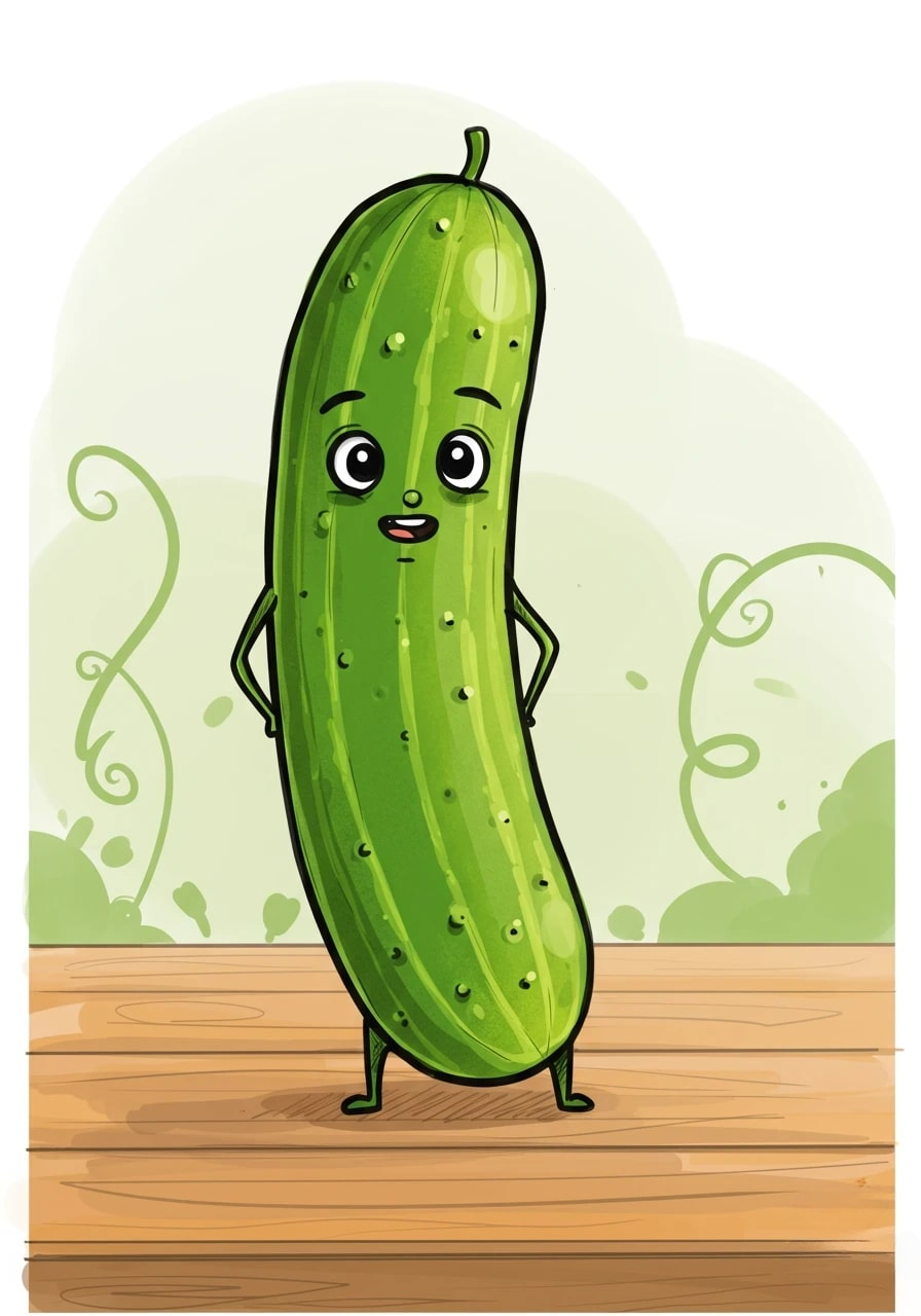 A cute cartoon cucumber character 3d animation app branding card design font graphic design icon idea illustration logo motion graphics pattern plant sign typography ui ux vector