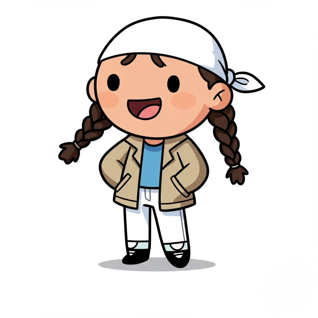 A Powerpuff Girls style chibi cartoon character 3d animation app branding card design font graphic design icon idea illustration logo motion graphics pattern plant sign typography ui ux vector