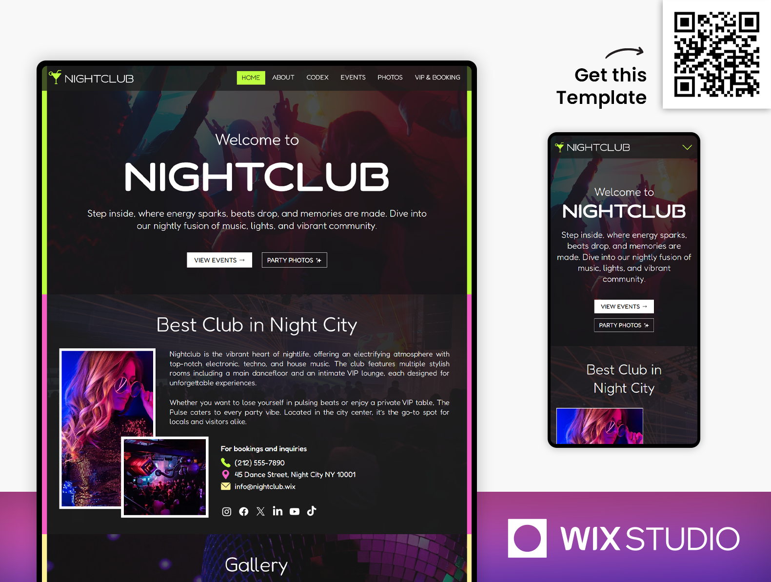 Nightclub Wix Studio Website Template bar website beautiful website club disco dj dj schedule dj website lineup music music portfolio nightlife website template wix studio wix studio website wix studio website template wix template