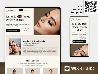 Eyelashes & Brows Salon Wix Studio Website Template beautiful website beauty salon beauty salon website beauty studio eyebrow eyebrows eyelash website eyelashes website lash lash salon lash studio lashes makeup tattoo permanent tattoo makeup salon website studio wix studio wix studio website wix studio website template