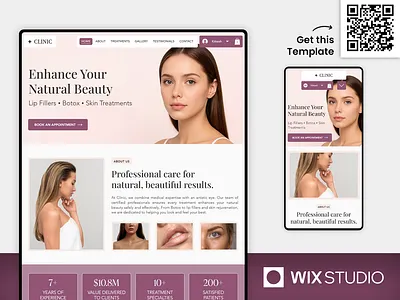 Beauty Clinic Wix Studio Website Template aesthetic aesthetics beautiful website clinic website cosmetic cosmetic treatment website dermatology website feminine health website feminine website laser hair removal website laser therapy website medical spa salon website skin luxury website skin website website template weight loss website wix studio wix studio website wix studio website template