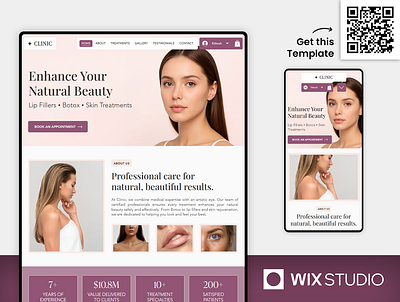 Beauty Clinic Wix Studio Website Template aesthetic aesthetics beautiful website clinic website cosmetic cosmetic treatment website dermatology website feminine health website feminine website laser hair removal website laser therapy website medical spa salon website skin luxury website skin website website template weight loss website wix studio wix studio website wix studio website template