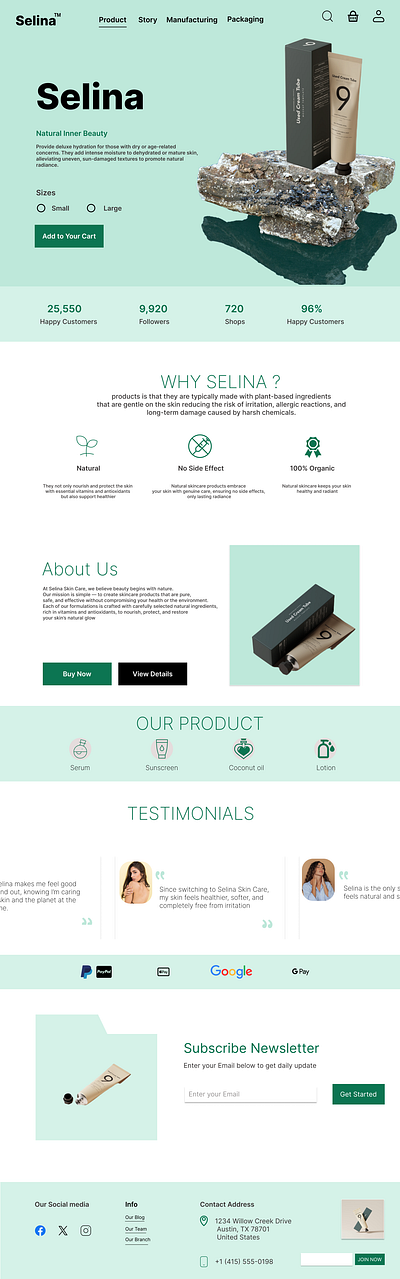 Cosmetics landing page animation branding graphic design ui