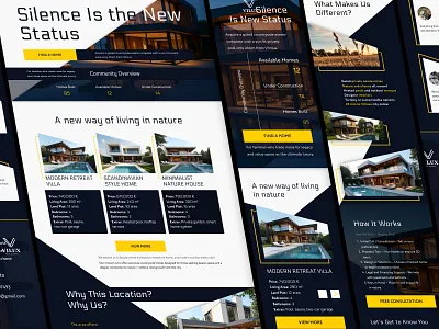 VILLIX Real Estate Website Concept accent color architecture dark shades iuix design landing landing page minimalistic real estate responsive design ui ux web design