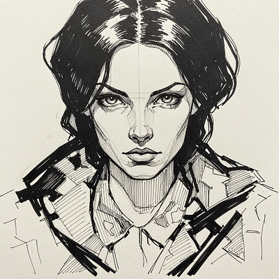 Sketch digital illustration portrait sketch study