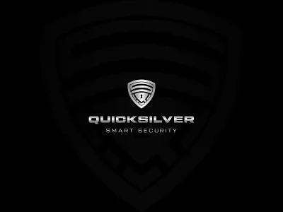 Quicksilver Smart Security Logo – Shield & Lock Design customlogo cyber logo lock logo logo design logomaker modern identity modernlogo shield logo smart security tech brand