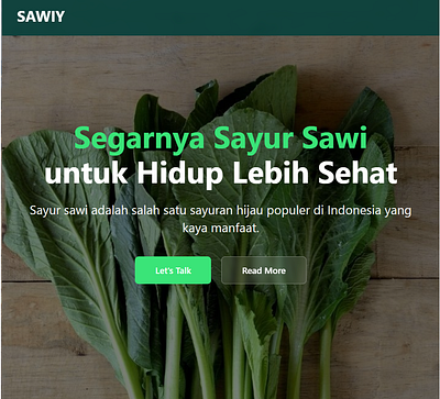 Simple Landing Page - SAWIY example web healthy web landing page simple landing page design simple web simple web design vegetable web web sayuran