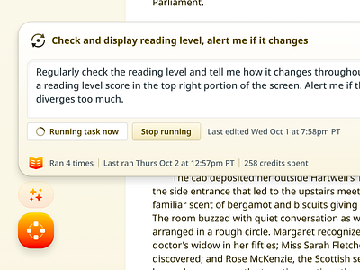 AI Task Running Panel UI agent agentic ai depth editor progress run running shadow simple subtle task text ui ux