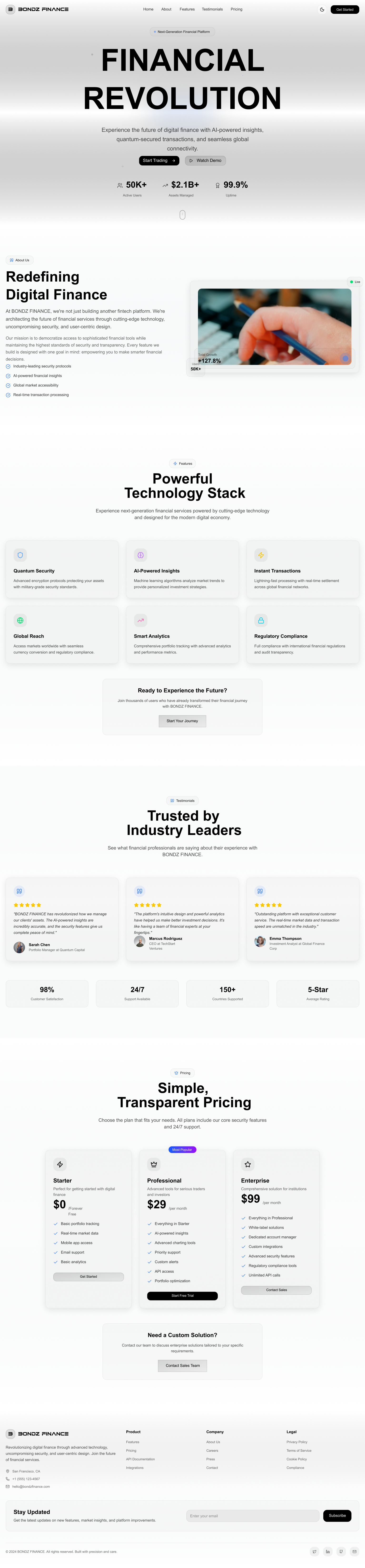 BONDZ FINANCE LANDING SITE - Light agency branding creative agency crypto design digital creators figma financial apps financial sites framer saas ui ui design uxdesign web design