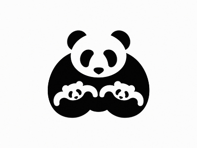 Pandas V 4 logo mark negative space panda symbol vector