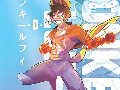 Monkey D. Luffy anime anime illustration anime poster armament drawing king of the pirates monkey d. luffy mtl graphics nami one piece illustration second gear straw hat pirates tony tony chopper usopp wonsungi art zoro モンキー・d・ルフィ 타바리