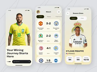 Sports Mobile App – Live Scores, Stats & Community UI Design clean ui live scores match tracker modern design score update app sports app sports community sports mobile app sports news app sports ui ui
