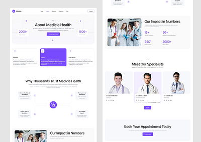 Medicia Health – Modern Medical Website About Page Design app interface product service startup ui ux web