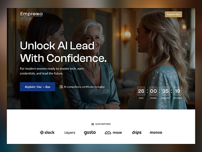 Empressa. AI- AI Consulting Website for Women’s Empowerment ai consulting ai design ai platform ai ux ai web ai website hire web designer landing page landing page ui lifestyle luxury ai luxury technology product design tech brand ui design ux design wavespace web page ui website design women in tech