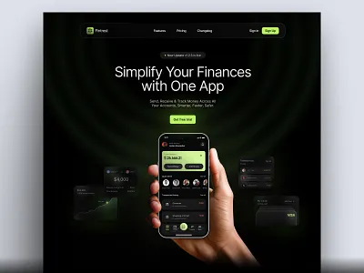 SaaS Fintech darkmode figma fintech hero section landing page saas ui ux webdesign website