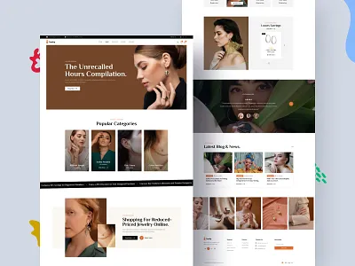 Jewelry & Cosmetics Design Website Landing Page accessories branding clean cosmetics shop creative custom jewelry services design handcrafted handmade crafts illustration jewellery jewelry shop jewelry store luxury luxury jewelry minimal online store watches shop website woocommerce