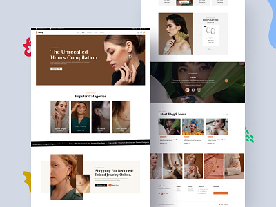 Jewelry & Cosmetics Design Website Landing Page accessories branding clean cosmetics shop creative custom jewelry services design handcrafted handmade crafts illustration jewellery jewelry shop jewelry store luxury luxury jewelry minimal online store watches shop website woocommerce