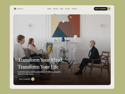 Lush Aura - Therapist consultant website advertising branding colorful consultant design framer grid layout landing page modern therapy ui ux vibrant web design website