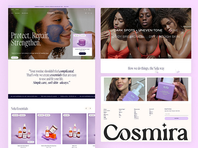 Skincare Website Landing Page Design beauty product website cosmetics website e commerce website design ecommerce landing page ecommerce website marketing landing page modern website online shop online store product design professional website shopify website skincare skincare landing page skincare website skincare website design ui design ux design web design website