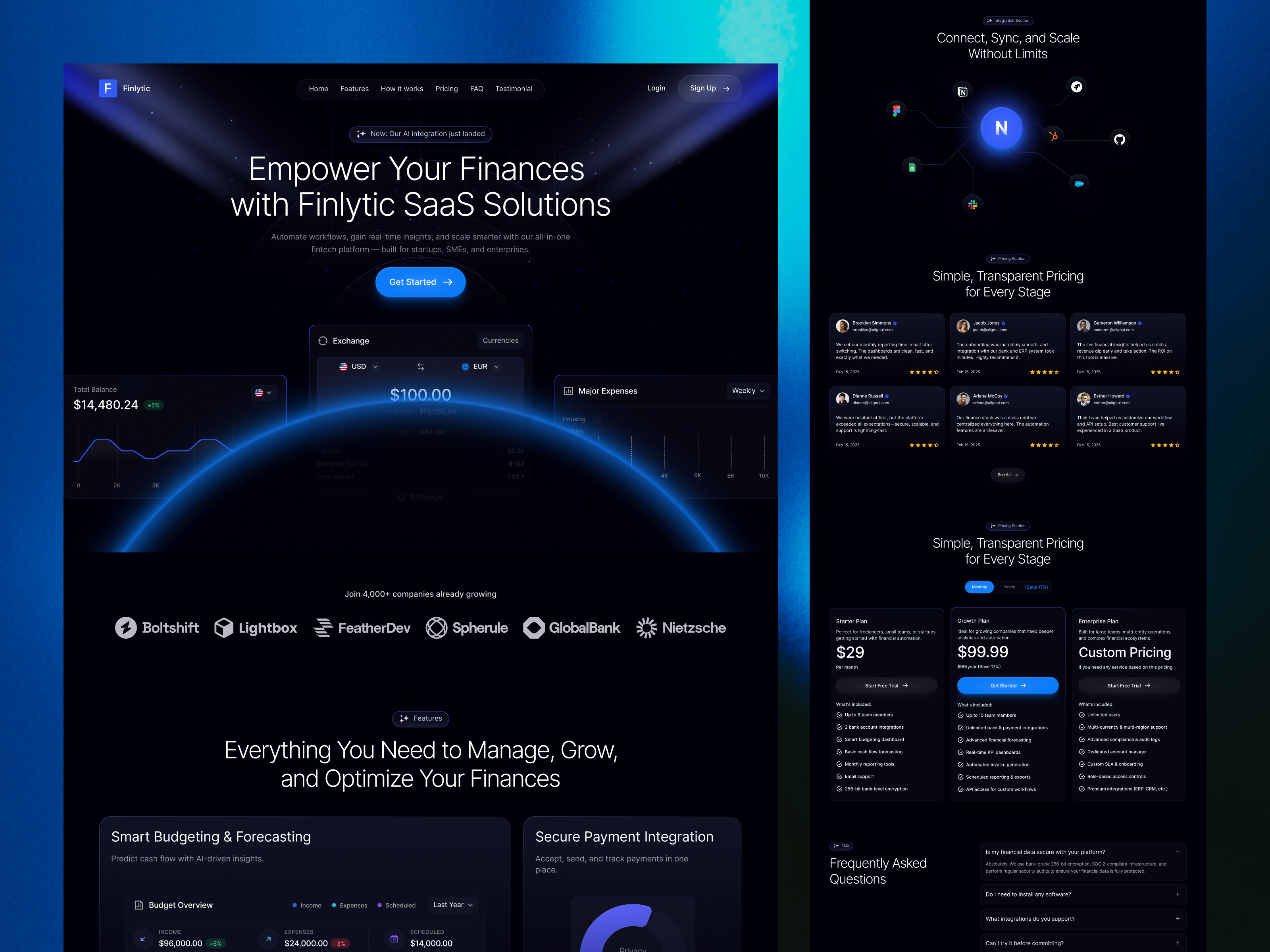 Example of Fintech SaaS Landing Page