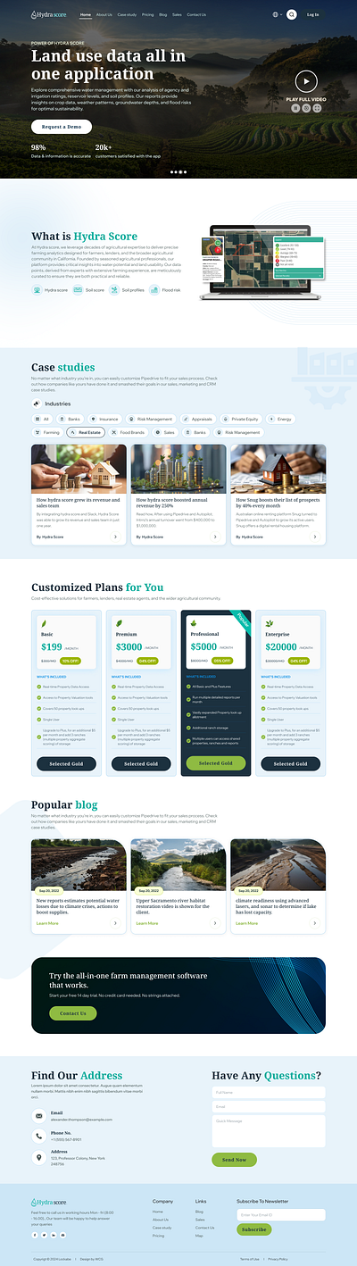 Hydra Score blog branding clean ui farming graphic design hydra score land plans software typography website design