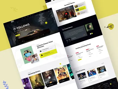 Movies Website Landing Page 3d actor animation branding cinema clean design director festival film illustration landingpage logo motion graphics movie studio movies production company ui video website