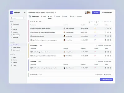 Taskflow — Project Management Dashboard dashboard dashboarddesign figma design ui design web app webappdesign website