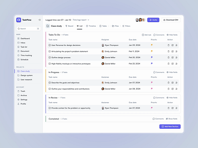 Taskflow — Project Management Dashboard dashboard dashboarddesign figma design ui design web app webappdesign website