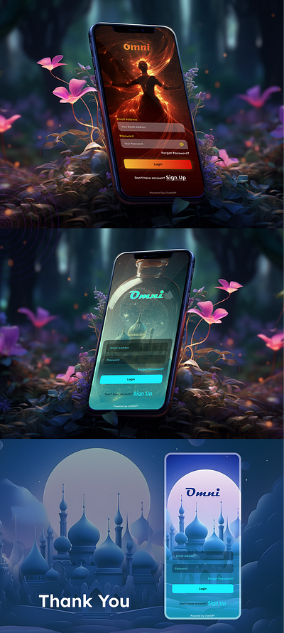 Omni 3d dark dark mode graphic design graphics design login logo mobile app typography ui vector